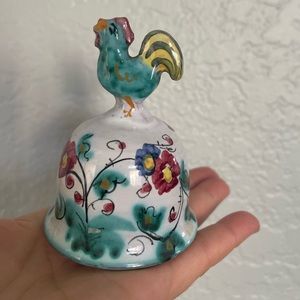 Vintage Italian Pottery Rooster Bell -hand painted& handmade
